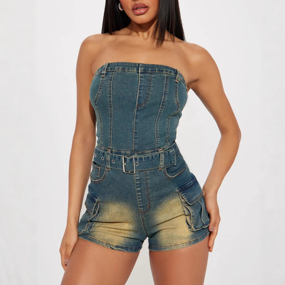 Sleeveless Denim Jumpsuit